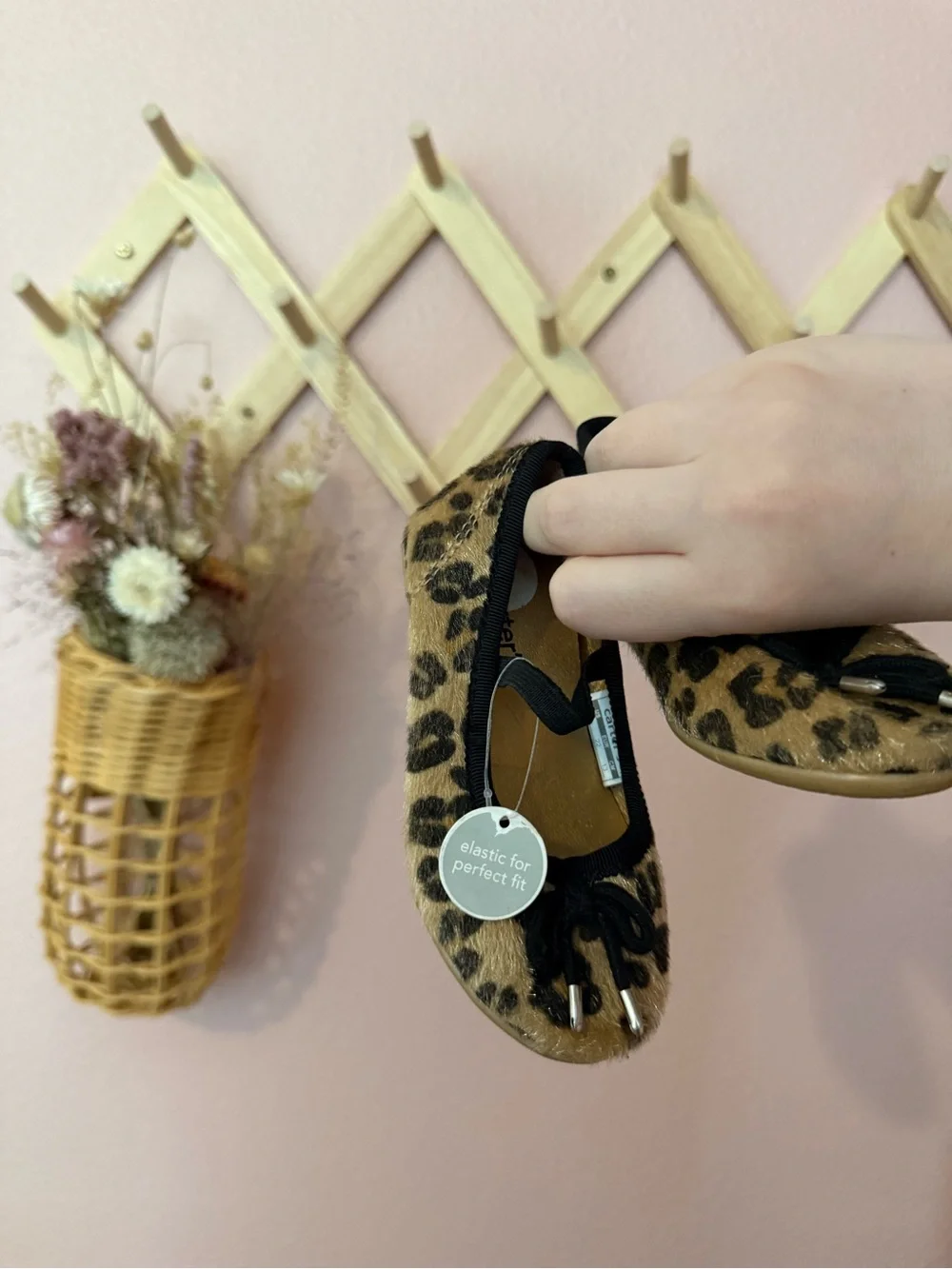 NEW Carters Kids Leopard Print Ballet Flats with Bow - Gold Insole